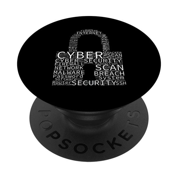 Cyber Security Wordcloud Padlock - Geeky PopSockets Swappable PopGrip