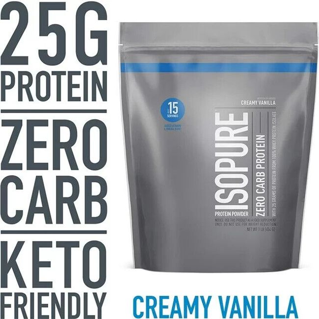 Isopure, Zero Carb Protein Drink, 100% Whey Protein Isolate, 40 g Protein,  Blue Raspberry, 20 oz, 12 Count 