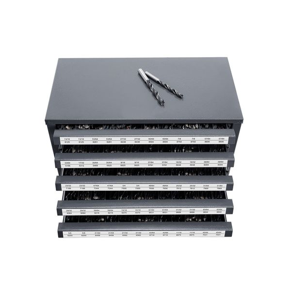 Drill Bit Dispenser Organizer Cabinet Five-Drawer for 33/64" to 63/64"