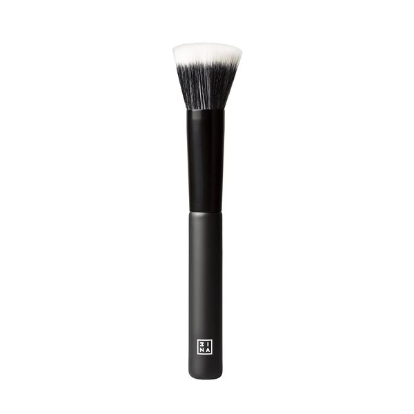 3INA MAKEUP - Vegan - Cruelty Free - The Foundation Finish Brush - Black - Brush For Cream Or Powder Makeup - Soft And Compact Synthetic Bristles - Ergonomic Handle - Flat Tip - Easy to Clean