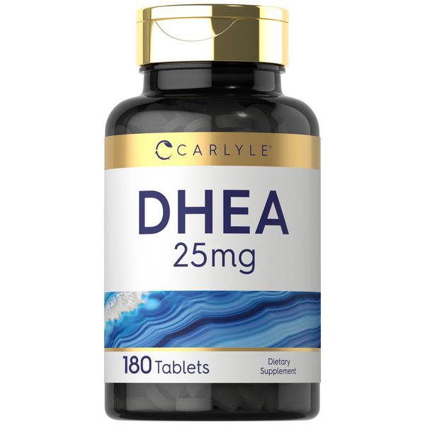 DHEA 25mg | 180 Tablets | Vegetarian | Non-GMO, Gluten Free | by Carlyle