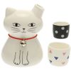 Kotobuki Bohemian White Cat Sake Set, White