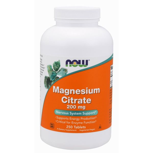 NOW Foods Magnesium Citrate, 200 mg, 250 Tablets