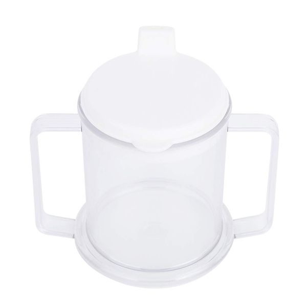 wosume Water Cup, Double Handle Mug Lightweight Water Drinking Cup Spill-proof Sippy Cup for Children Elderly