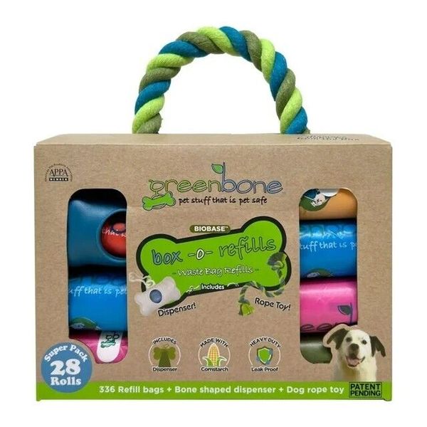 Greenbone™ Pet Waste Bag Refills, Dispenser & Toy Kit With 336 Bags