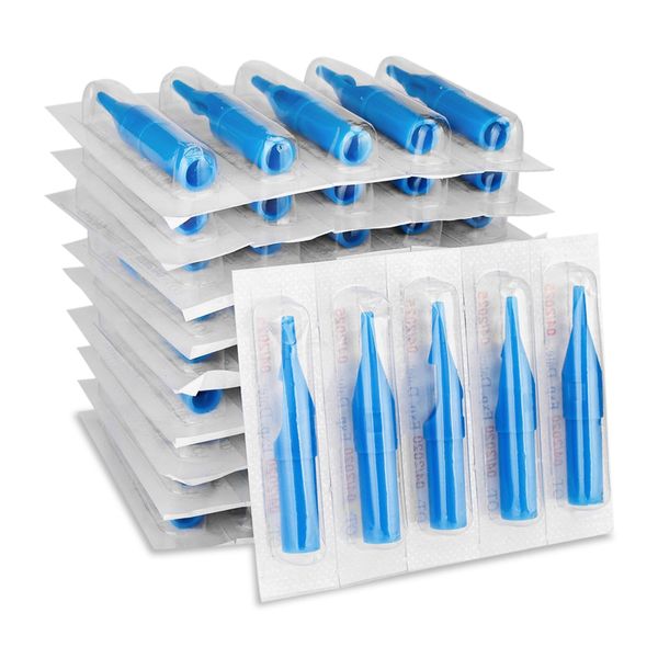 BAMTTOO 50pcs Disposable Tattoo Needle Tips Set Blue 3DT 5DT 7DT 9DT 11DT Plastic Tattoo Nozzle Tips for Tattooing Supplies (5RT)