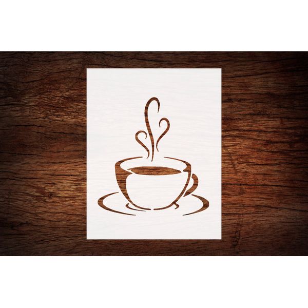 Reusable Coffee & Tea Cup Kitchen Stencil 8.5" x 11" - Custom, Durable Design for Home Decor