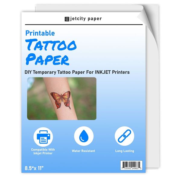 10 Sheets - DIY Printable Tattoo Paper for Inkjet and Laser Printers, DIY Tattoo