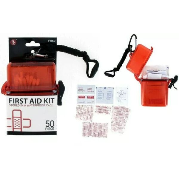 50 pc First Aid Kit Stored in a Waterproof Case