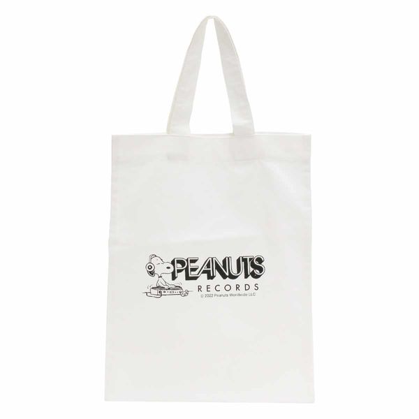 Peanuts No.73420 Snoopy Tote Bag, A4 B4, Eco Bag, Easy to Fold, Cotton Bag, Compact, Record (1)