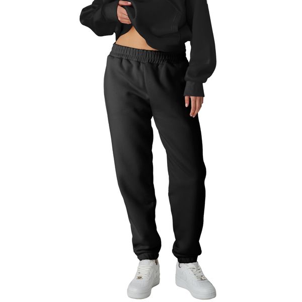 Smith & Solo Jogginghose Damen – Baumwolle Frauen Winter Sporthose, Laufhosen Fitness High Waist, Sweatpants Freizeithose Lang, Jogging Hose Trainingshose Warme Modern Anthrazit/L