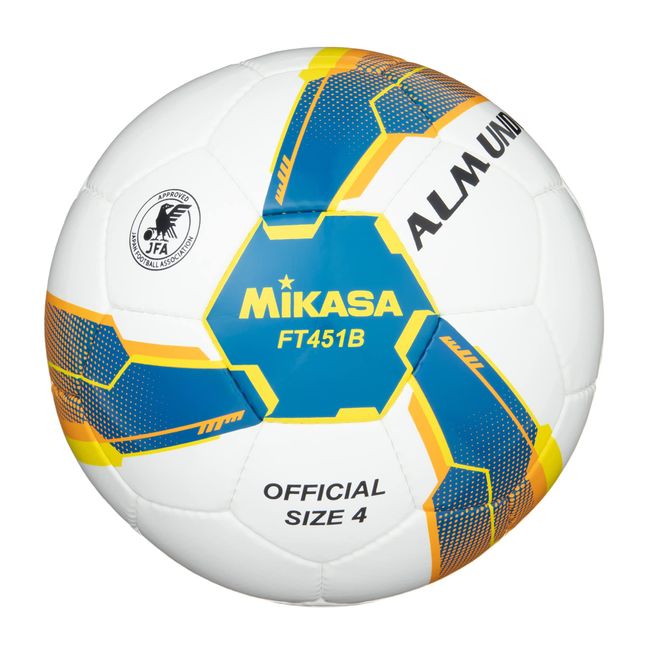 Mikasa FT451B-BLY Soccer Ball, Japan Soccer Association Test Ball No. 4 Ball, ALMUNDO Handsewn Ball for Elementary School Students, Recommended Internal Pressure: 0.8 kgf/cm), Blue