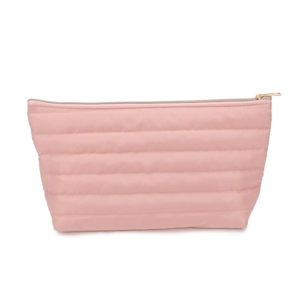 Hiroyuki Iridescent Quilted Makeup Bag (plain, light pink)