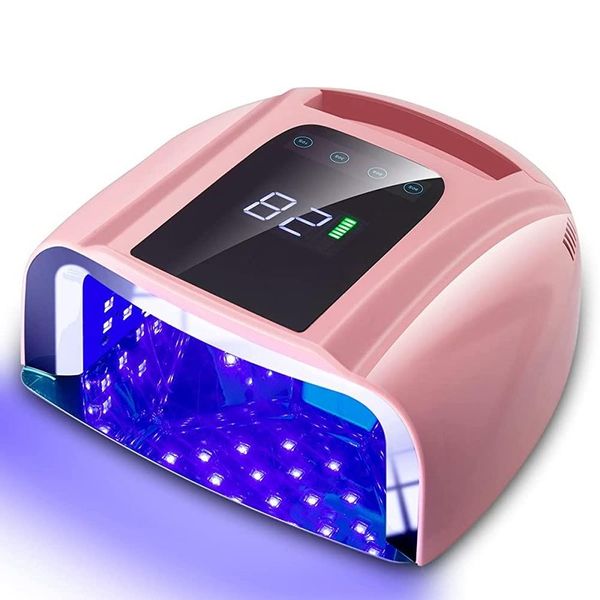 [Genuine] SUNYDOO 96W Rechargeable UV LED Nail Lamp Cordless Nail Dryer with Removable Stainless Steel Bottom Professional Curing Lamp for Fingernails and Toenails Auto Sensor and Quick Dry Yes