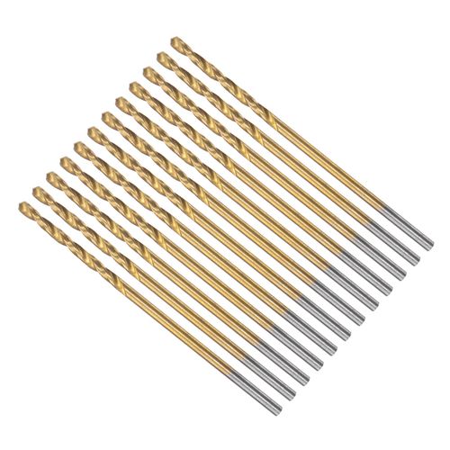 CoCud Twist Drill Bit, 0.05 inch (1.3 mm) Drill Diameter, Titanium Coated, High Speed Steel, 6542, Straight Shank - (Application: Stainless Steel, Alloy, Metal), Pack of 12