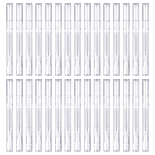 30Pack 3ML Transparent Twist Pens, Empty Nail Oil Pen Brush Cosmetic Lip Gloss Container Applicators