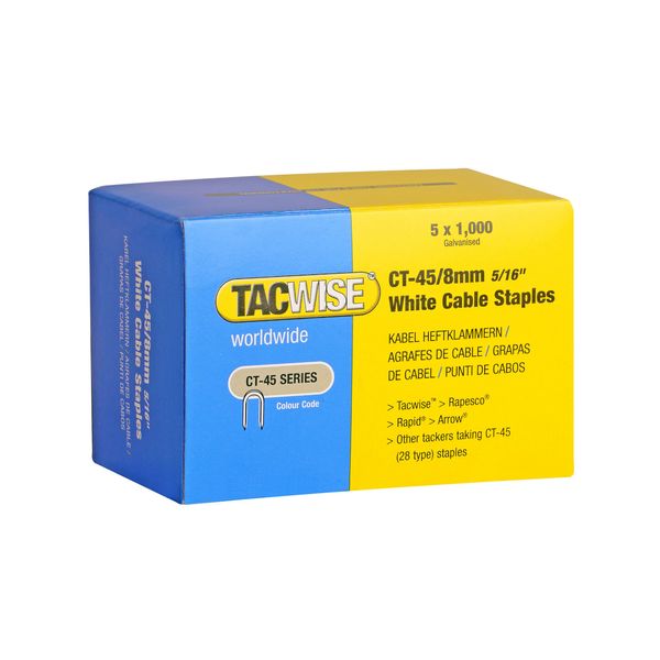 Tacwise CT-45/8mm White Cable Tacker Staples 5,000 (5 x 1,000 packs)