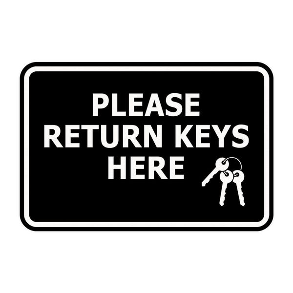 Signs ByLITA Classic Framed Please Return Keys Here Sign (Black) - Small