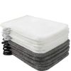 PHOGARY 10 Pack Microfiber Body Wash Mitts, Soft Face Mitten, Bath Spa Cloth, Reusable Makeup Remover Mitt Gloves, European Style Wash Cloth,6×8inch, White and Grey