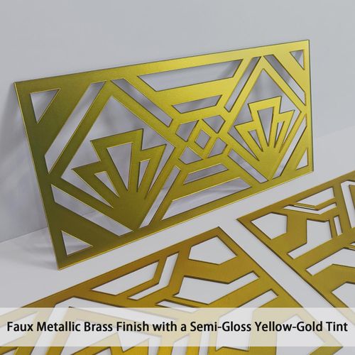 funlife Matte Art Deco 3D Effect Peel and Stick Metal Look Acrylic Plastic Panel Sticker Decal for Stair Riser, 11.22"x5.31" 9PCS Gatsby Glow Gold