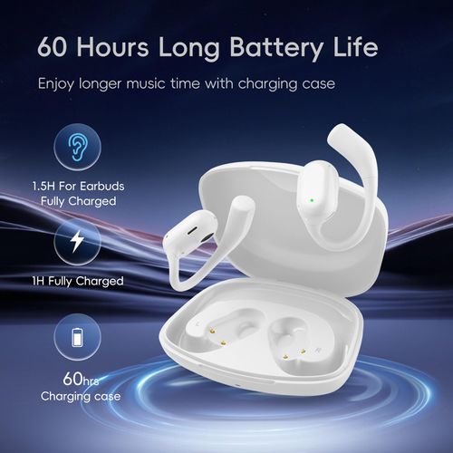 JOYFRONT Open-Ear Headphones: 40H Playtime, ENC Noise Cancellation, IPX5 Waterproof, HD Stereo Sound. Ultra-Light Ergonomic Design for All-Day Comfort in Workouts/Office.