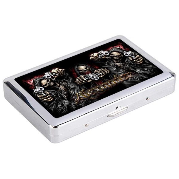 Personalised Any Name Text Printed Skull Design Cigarette Case Gift Idea Adults 19