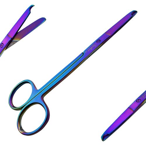 Suture Stitch Scissors 4.5" with Crescent Delicate Hook- Perfect for Suture Removal, First Aid, EMS Training and More, Premium Quality Instrument- Stainless Steel Multicolour