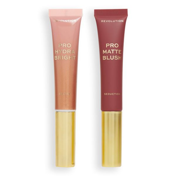 Revolution Pro, Blush Duo, Matte Or Glowy Finish, Highly-Pigmented & Blendable Blush With Sponge Applicator, Vegan & Cruelty-Free, Golden, 12 & 15ml