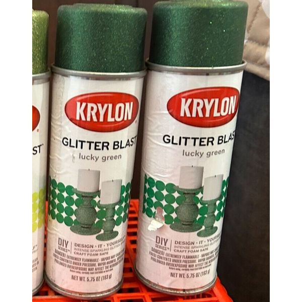 2-pack lot Krylon 3809 Glitter Blast Glitter Spray Paint Lucky Green Can 5.75 oz