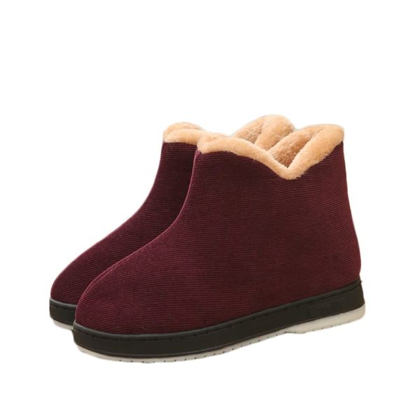 RAMEMO Winter Slippers, Slip-On, Unisex, Room Shoes, Cold Protection, Indoor Shoes, Cushioning, Casual, Stay Cool, With Heel, Men's, Women's, Fall Prevention, Walking, Women's, Heat Retention, Non-slip, Shearling Boots, winered, 23.5 cm