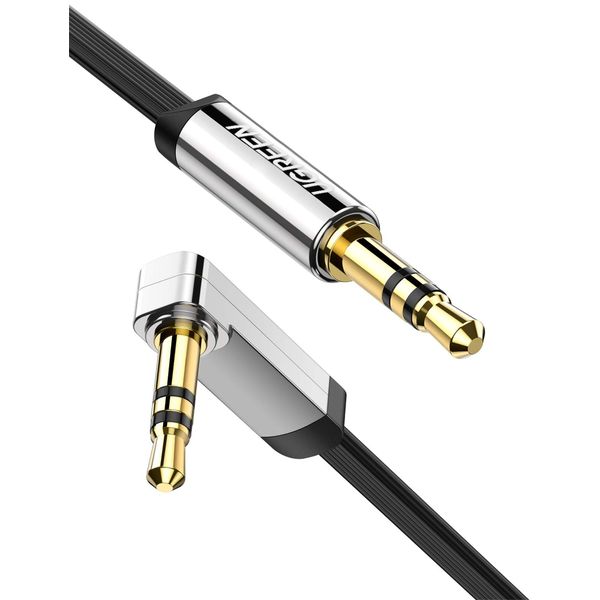 UGREEN Aux Kabel Auto 3.5 mm klinkenkabel 90 Grad Aux Kabel mit Winkelstecker für Auto Audiosystem, TV, Soundbar, Lautsprecher, Handy, Kopfhörer usw.(2m)