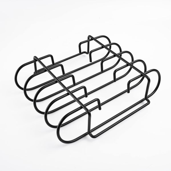 LOKHING Non-Stick Rib Rack Pork for Smoker, Porcelain Coated Steel Roasting Stand – Holds 4 Grill Racks for Grilling & Barbecuing Green Egg, Primo and Kamado Ceramic Grills