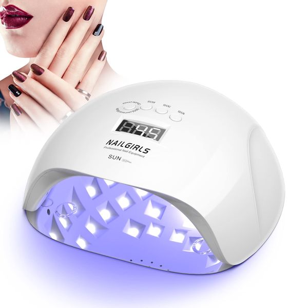 Lampade UV Per Unghie,NAILGIRLS 150W Portatile Lampada per Unghie Asciuga Smalto Fornetto Unghie per Manicure Pedicure,Sensore Di Avvio Automatico Lampada Unghie LED UV,4 Modalità Timer,Display LCD