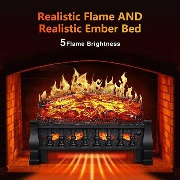 Zokop 23" 1400W Indoor Electric Fireplace Insert LED Glowing Heat Space Heater