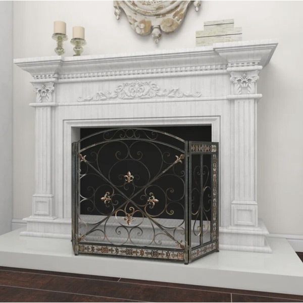 3 Panel Fireplace Screen Iron