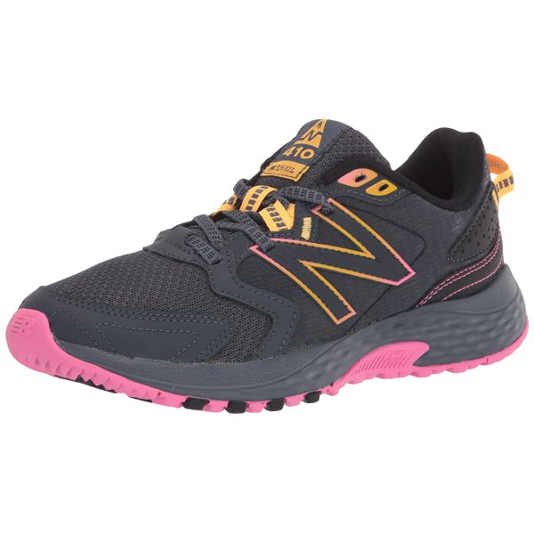 New Balance Women's 410 V7 Trail Running Shoe, Grey/Pink/Orange, 8