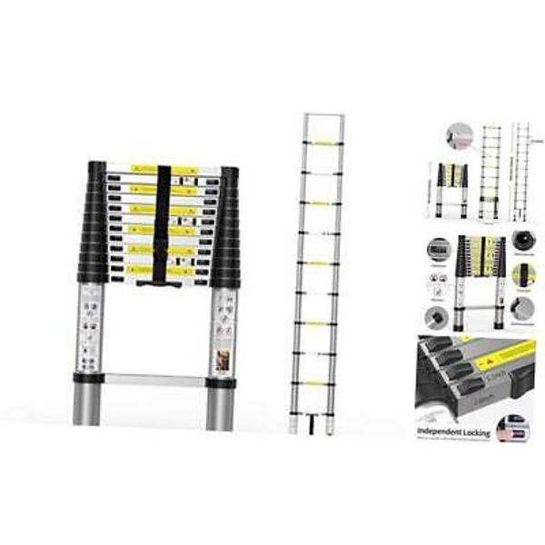 Telescoping Extension Ladder 12.5FT, Aluminum Telescopic Ladders with 12.5 FT