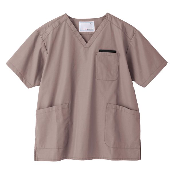 Matsuyoshi Scrub Top, Unisex, Unisex, Short Sleeve, For Clinics, Medical Caregivers, Nurses, Nurses, Chiropractors, beige, (greige)