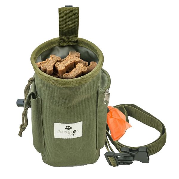 INSPECTOR TAIL Dog Treat Training Pouch with Built-in Poop Bag Dispenser & Quick Access to Snacks Toys | Convenient to Use with 3 Ways to Wear for Pet Traveling & Walking