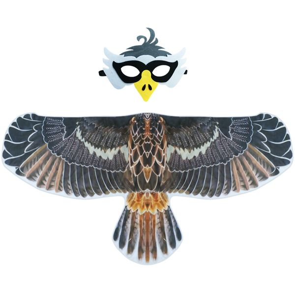 D.Q.Z Bird-Wings-Eagle-Costumes for Kids Dress Up Toys Parrot Halloween Role Play Animal Party (Gray)