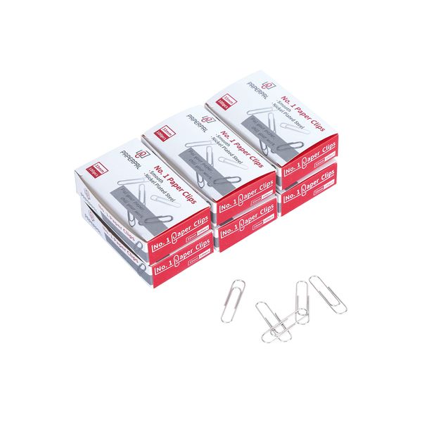 PAPERPAL #1 Smooth Paper Clips, 600 Medium Paper Clips (6 Boxes of 100 Each), Paperclips for Office School & Personal Use, Daily DIY, 1-2/7" Silver Paper Clip Standard Size (No. 1 Paper Clips, Smooth)