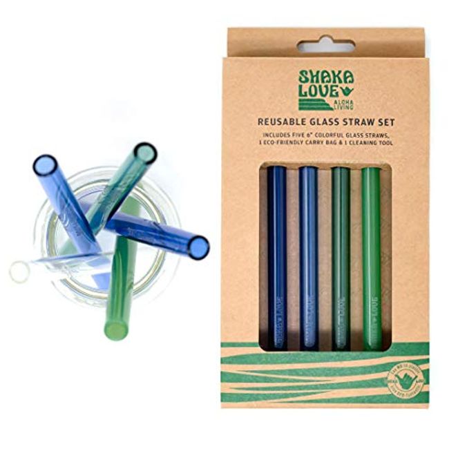 Set of 6 Reusable Glass Straws