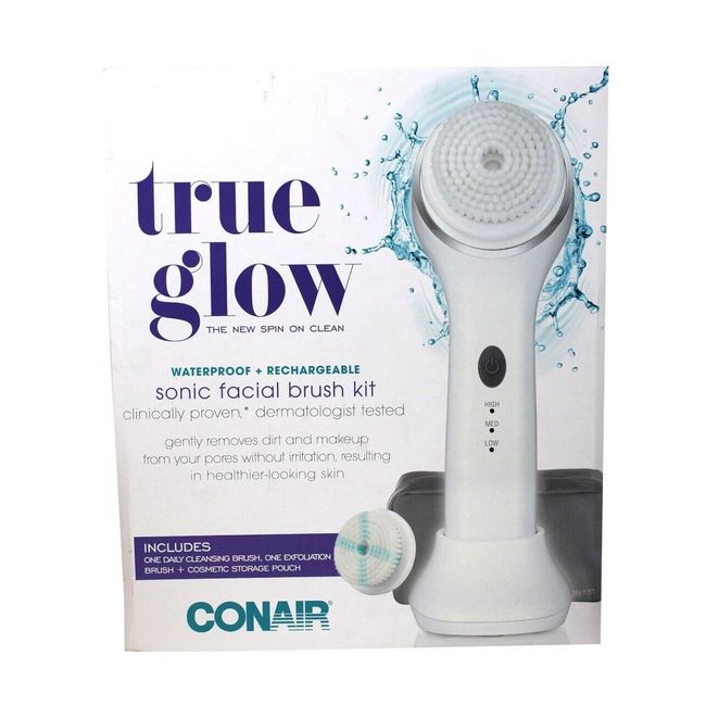 NEW Sealed  Box Conair True Glow Sonic Facial Brush Kit Waterproof Rechargeable