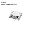 sourcing map 10PCS Micro USB Female Socket Connector Jack, 5-Pin DIP 180 Degree, Replacement Adapter