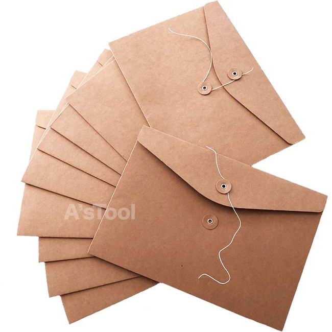 A'sTool A4 Envelope File Kraft Paper Cardboard with String Horizontal (A4 Horizontal)