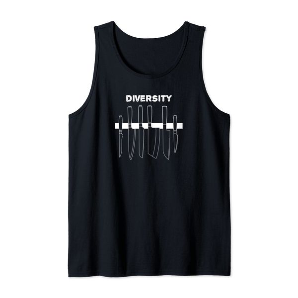 Diversity professional chef cooks various knives kitchen Tank Top