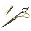 VOCOSTE Hair Scissors Hair Cutting Scissors Professional Barber Scissors Stainless Razor 17.5cm Black Gold Tone