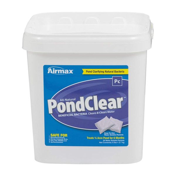 Airmax PondClear Natural Beneficial Bacteria, Cleans & Clarifies, Water Treatment, Safe for Fish, 24 Packets Treats 1/4 Acre Pond Up to 6 Months