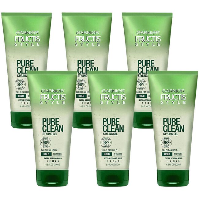 Pack of (6) New Garnier Fructis Style Pure Clean Styling Gel, 6.8 Ounces