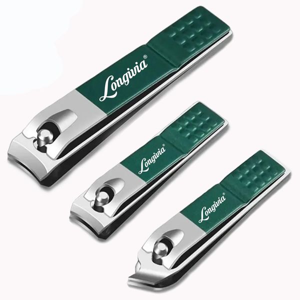 Set 3 Pezzi Tagliaunghie Professionale in Acciaio Inox Taglia Unghie per Mani e Piedi Tronchesino per Uomo e Donna Trim Nail Clipper Grande Medio e Obliquo con Custodia